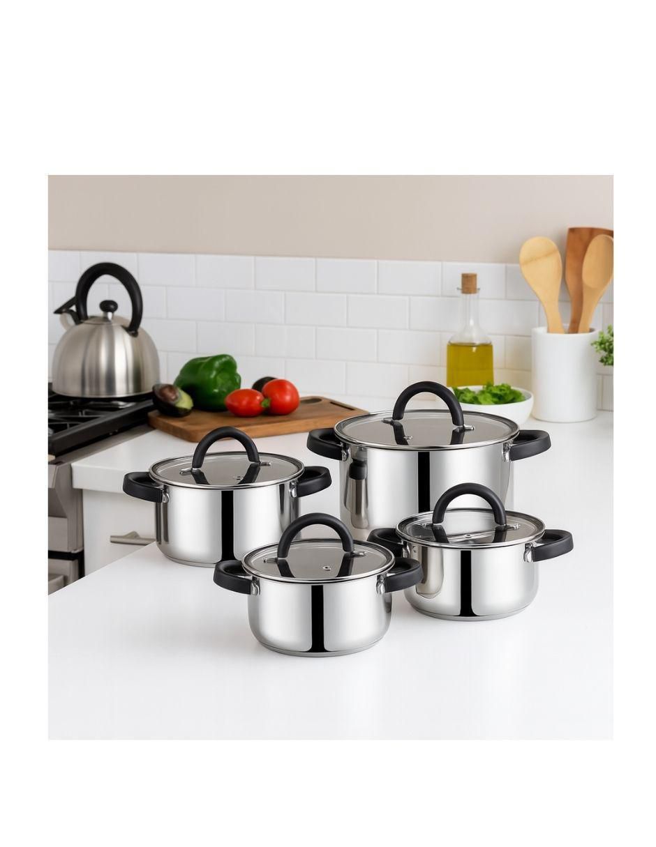 Batería de cocina de acero inoxidable antiadherente combinado 4 piezas 6