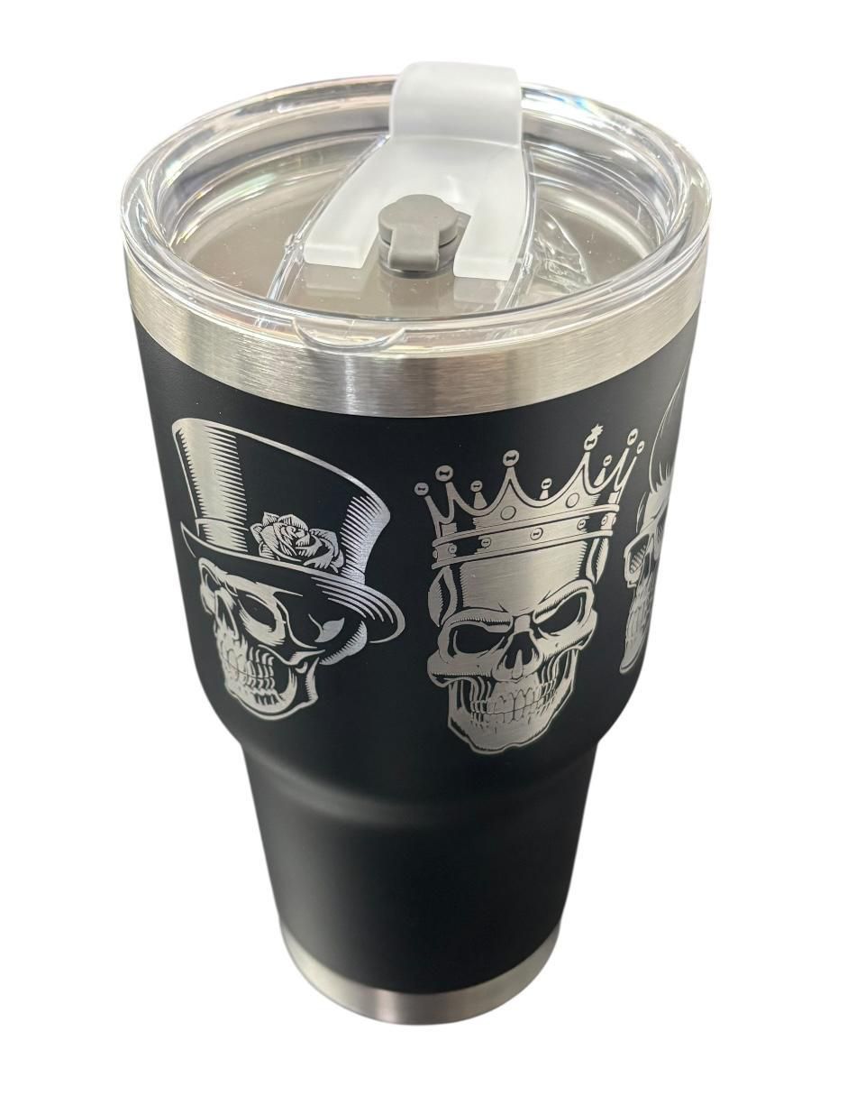 Termo de acero inoxidable Calaveras con tapa push pull 4