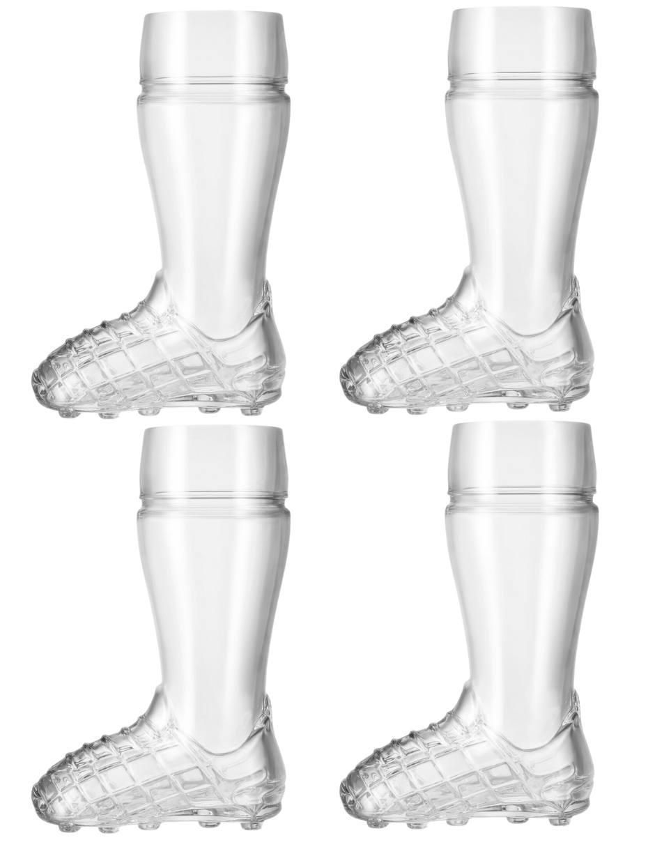 Vaso para cerveza Soccer de vidrio con 4 piezas Vaso para cerveza Soccer de vidrio con 4 piezas