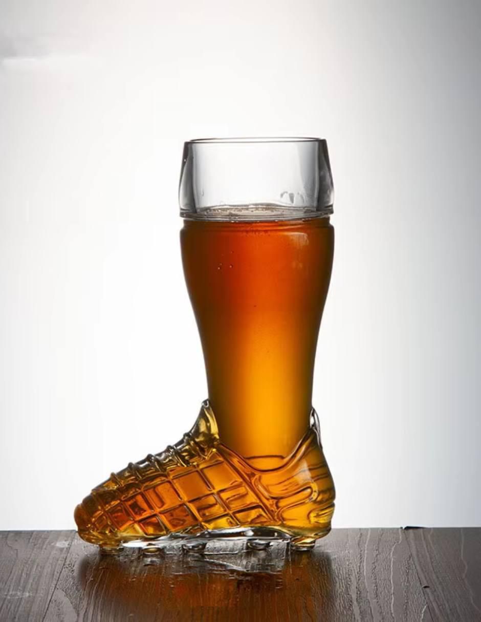Vaso para cerveza Soccer de vidrio con 4 piezas