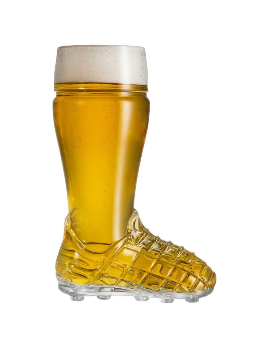Vaso para cerveza Soccer de vidrio con 4 piezas