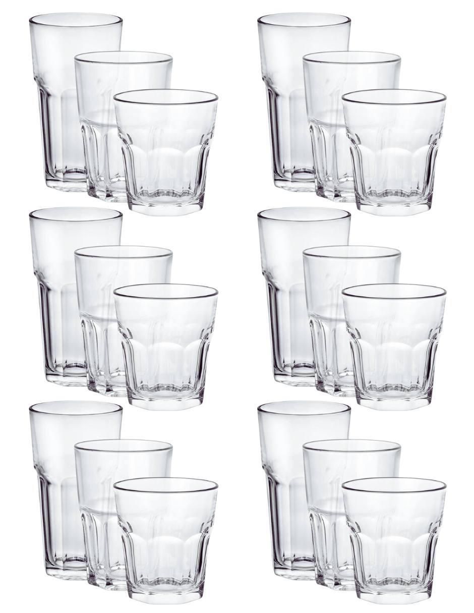 Set de vasos London de vidrio con 18 piezas Set de vasos London de vidrio con 18 piezas