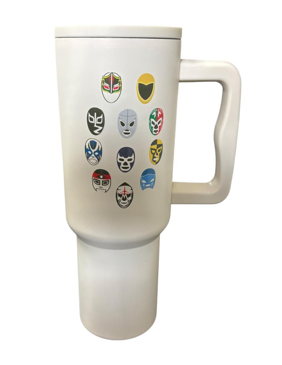 Termo de acero inoxidable Luchadores con tapa rosca 1.2 L