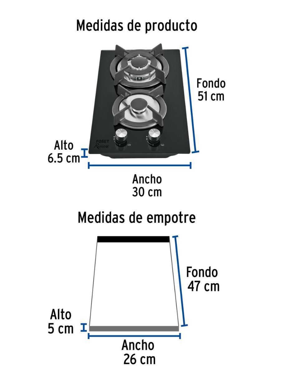 Parrilla de gas PAE-302GV de vidrio templado