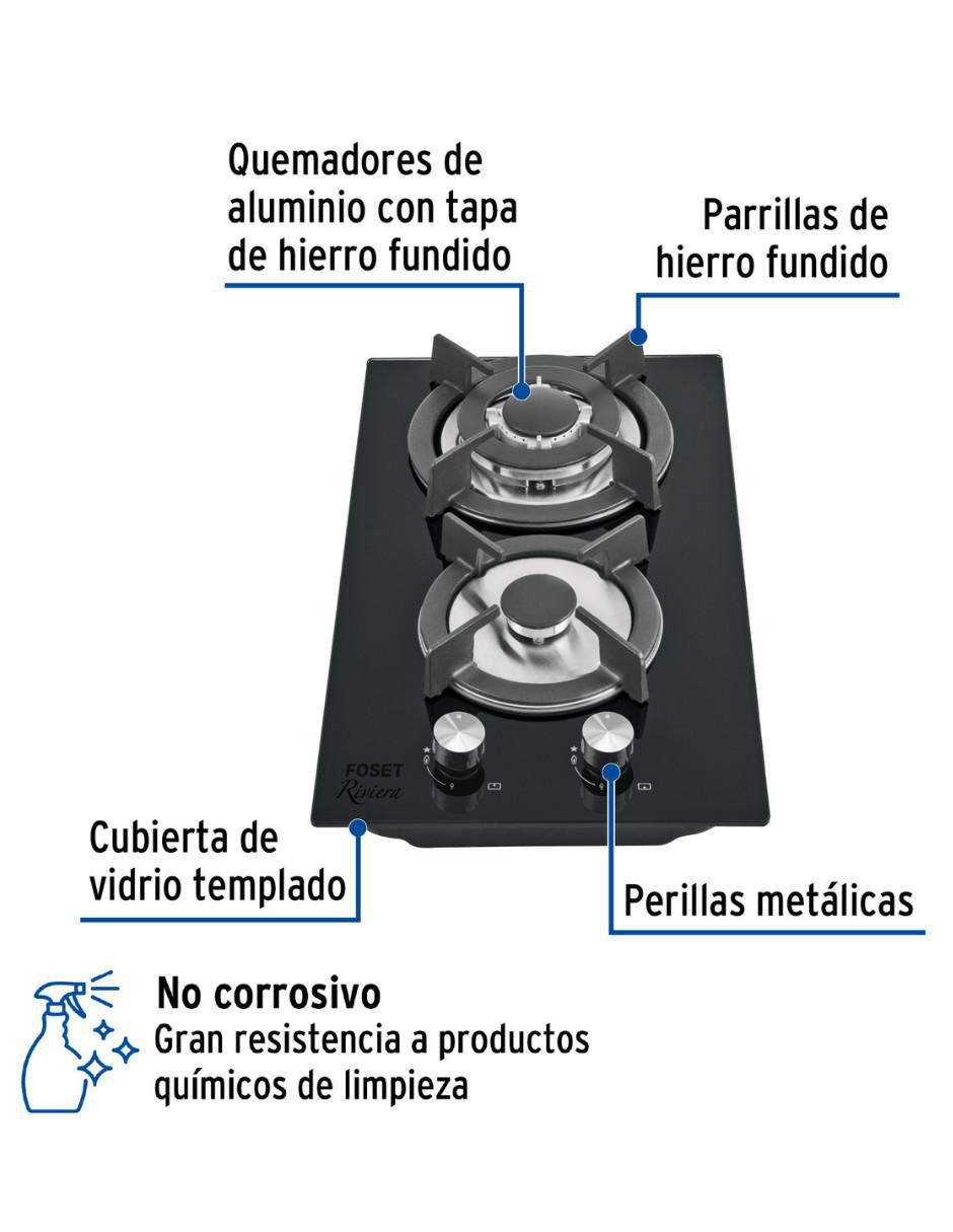 Parrilla de gas PAE-302GV de vidrio templado