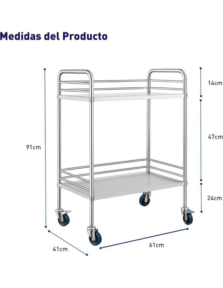 Carro de servicio áreas múltiples acero inoxidable 5
