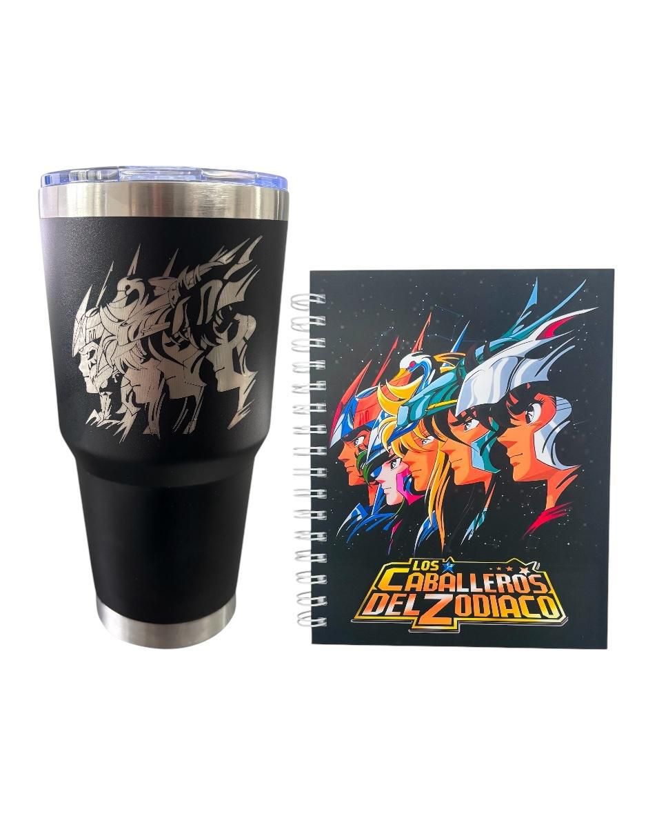 Set termo de acero inoxidable Los Caballeros Del Zodiaco con tapa push pull 887 ml Set termo de acero inoxidable Los Caballeros Del Zodiaco con tapa push pull 887 ml