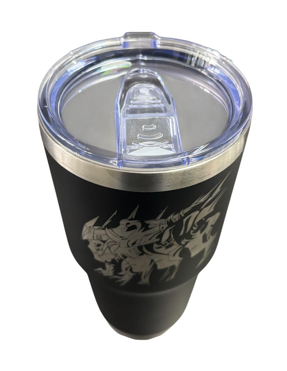 Set termo de acero inoxidable Los Caballeros Del Zodiaco con tapa push pull 887 ml