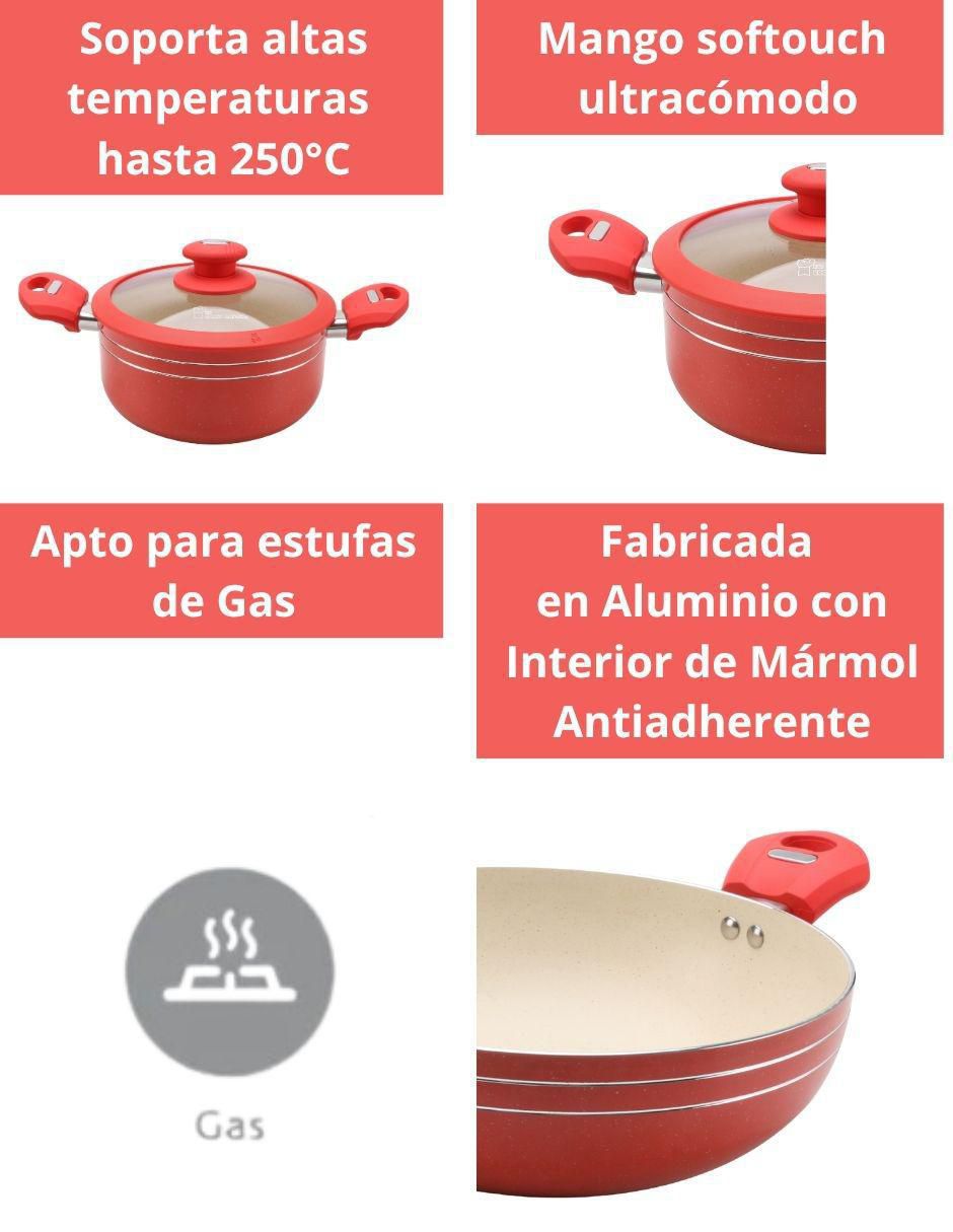 Batería de cocina de aluminio antiadherente minerales naturales 16 piezas 5