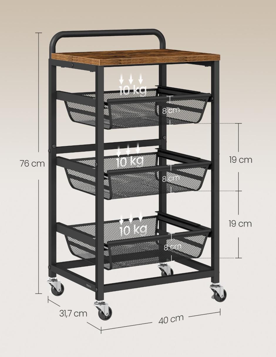 Carro de servicio cocina Songmics home derry MDF