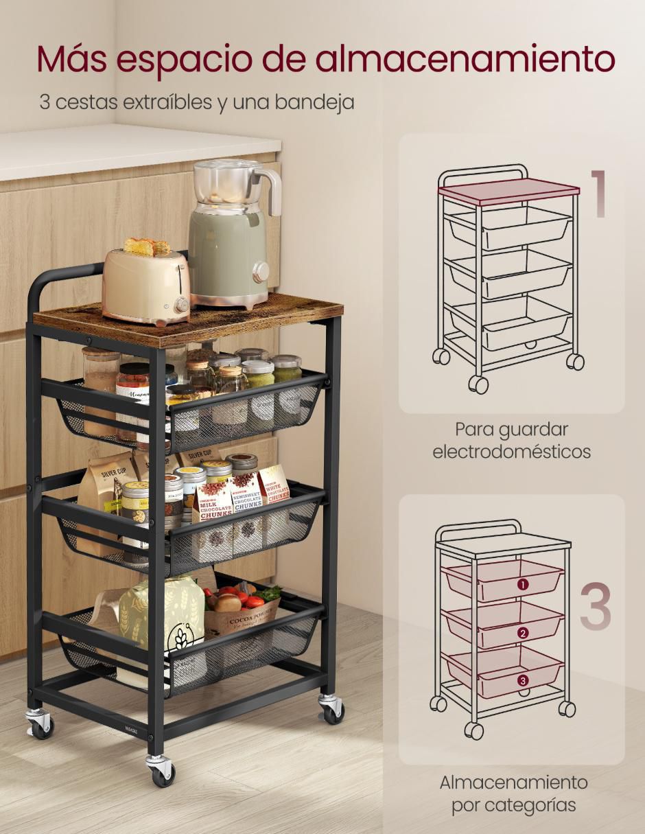 Carro de servicio cocina Songmics home derry MDF