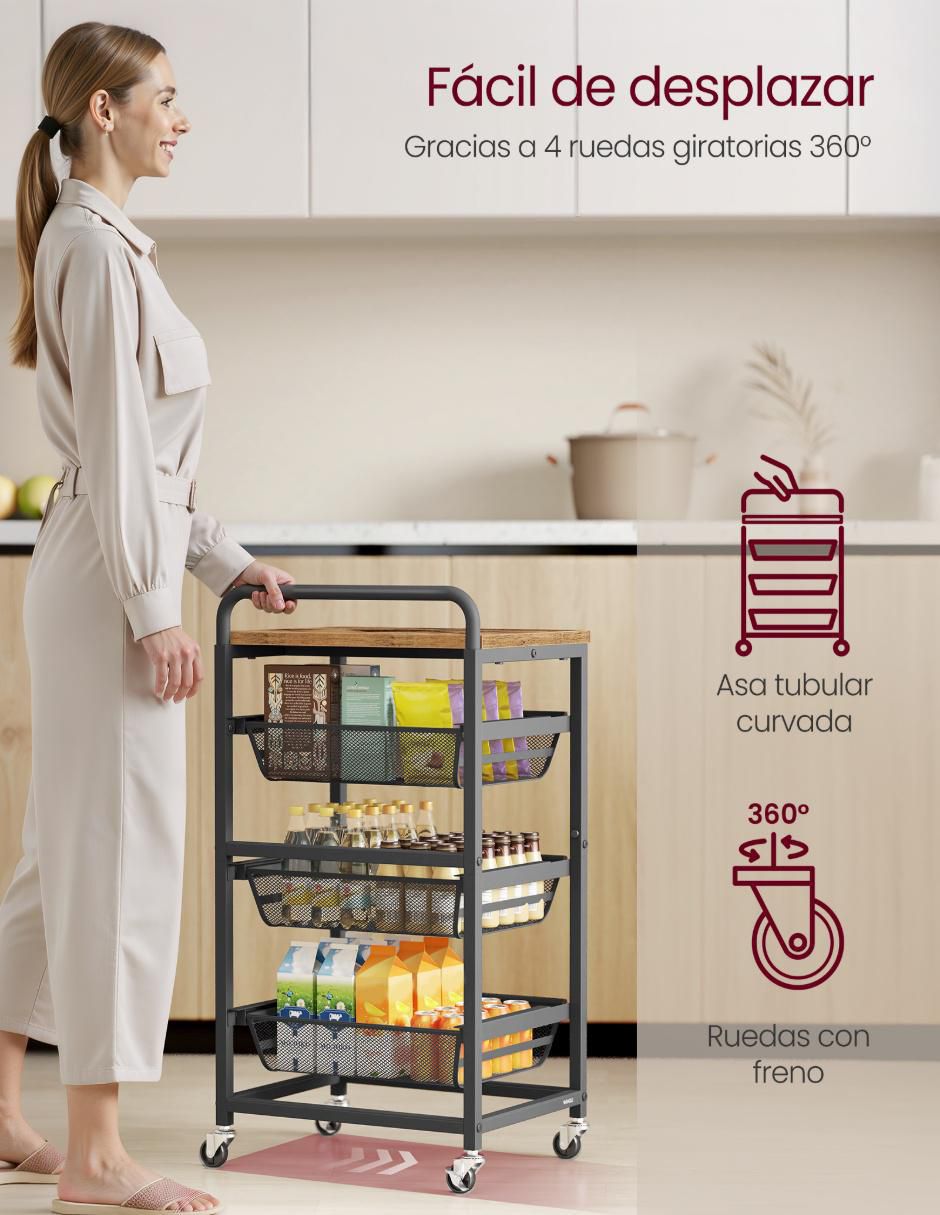 Carro de servicio cocina Songmics home derry MDF