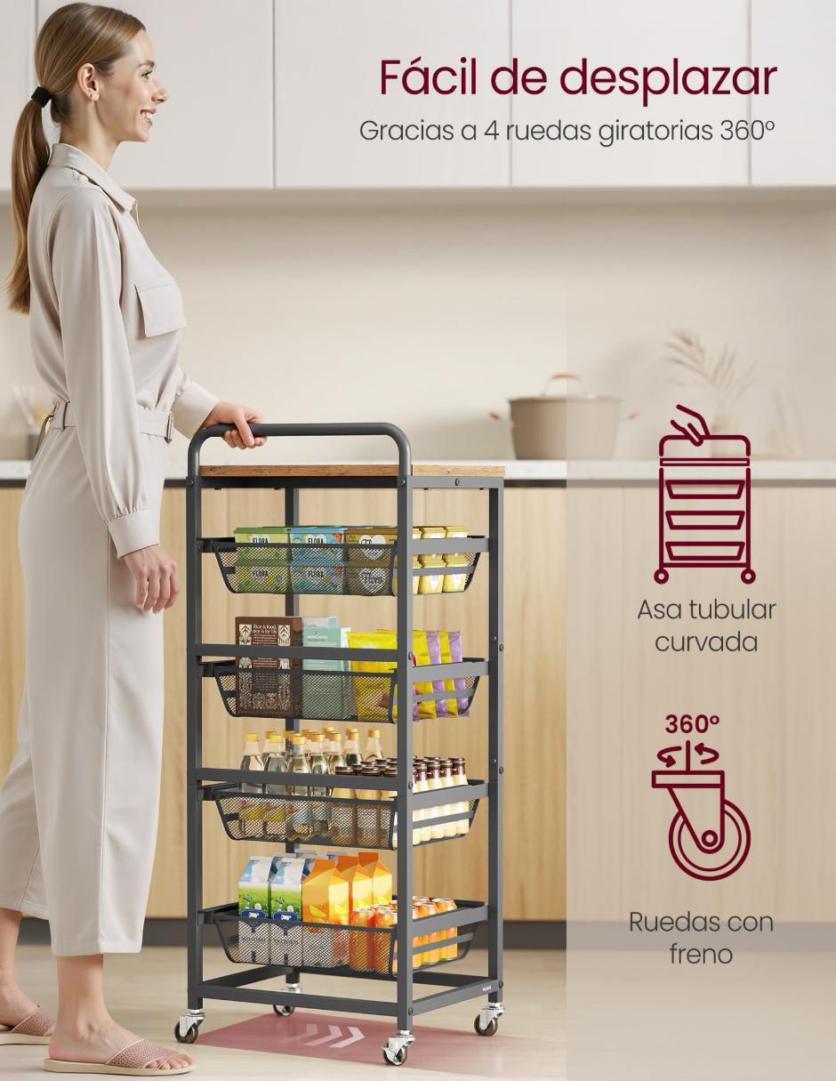 Carro de servicio cocina derry acero 4