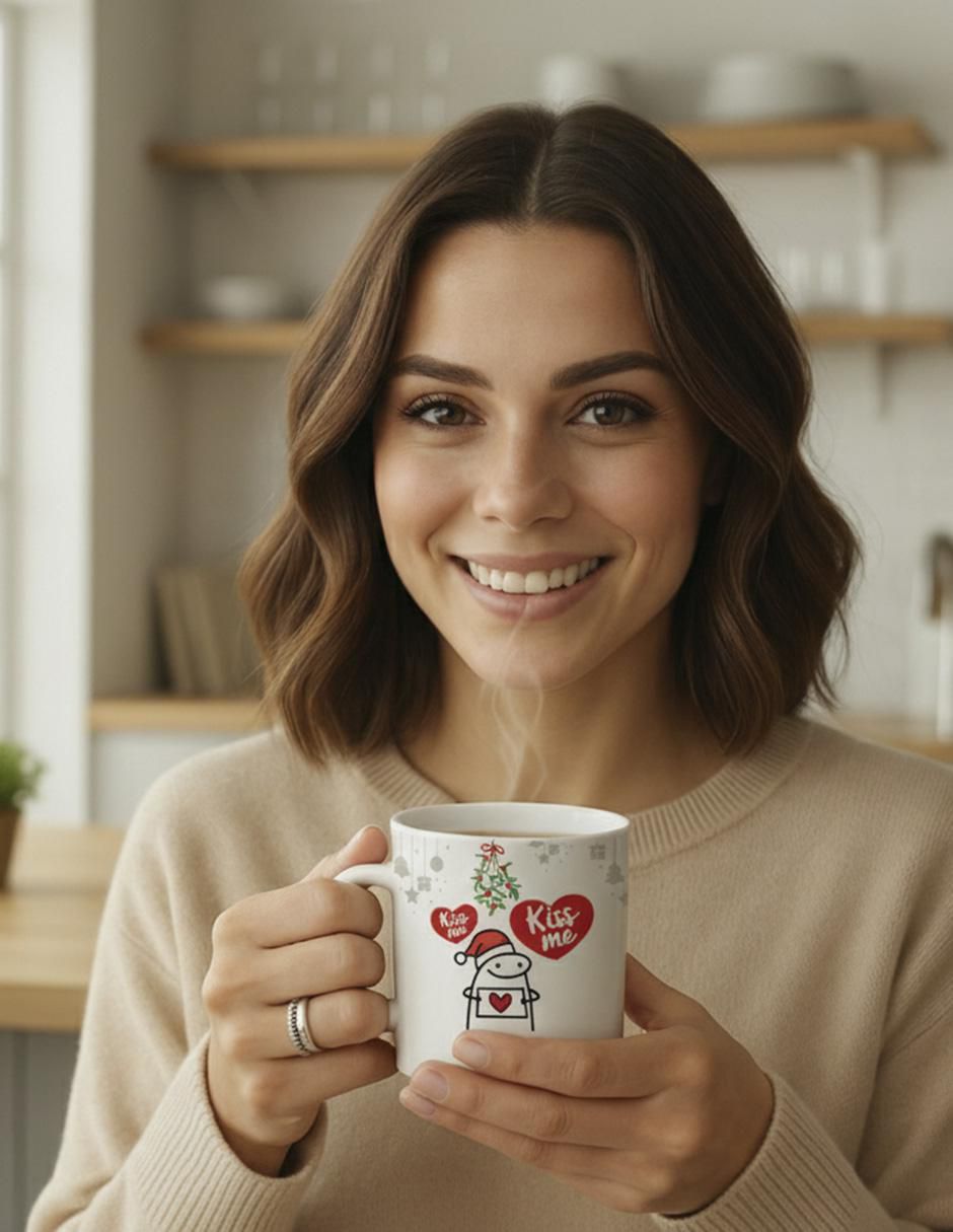 Set de tazas navideñas clásicas Navidad Kiss Me 2 piezas 3