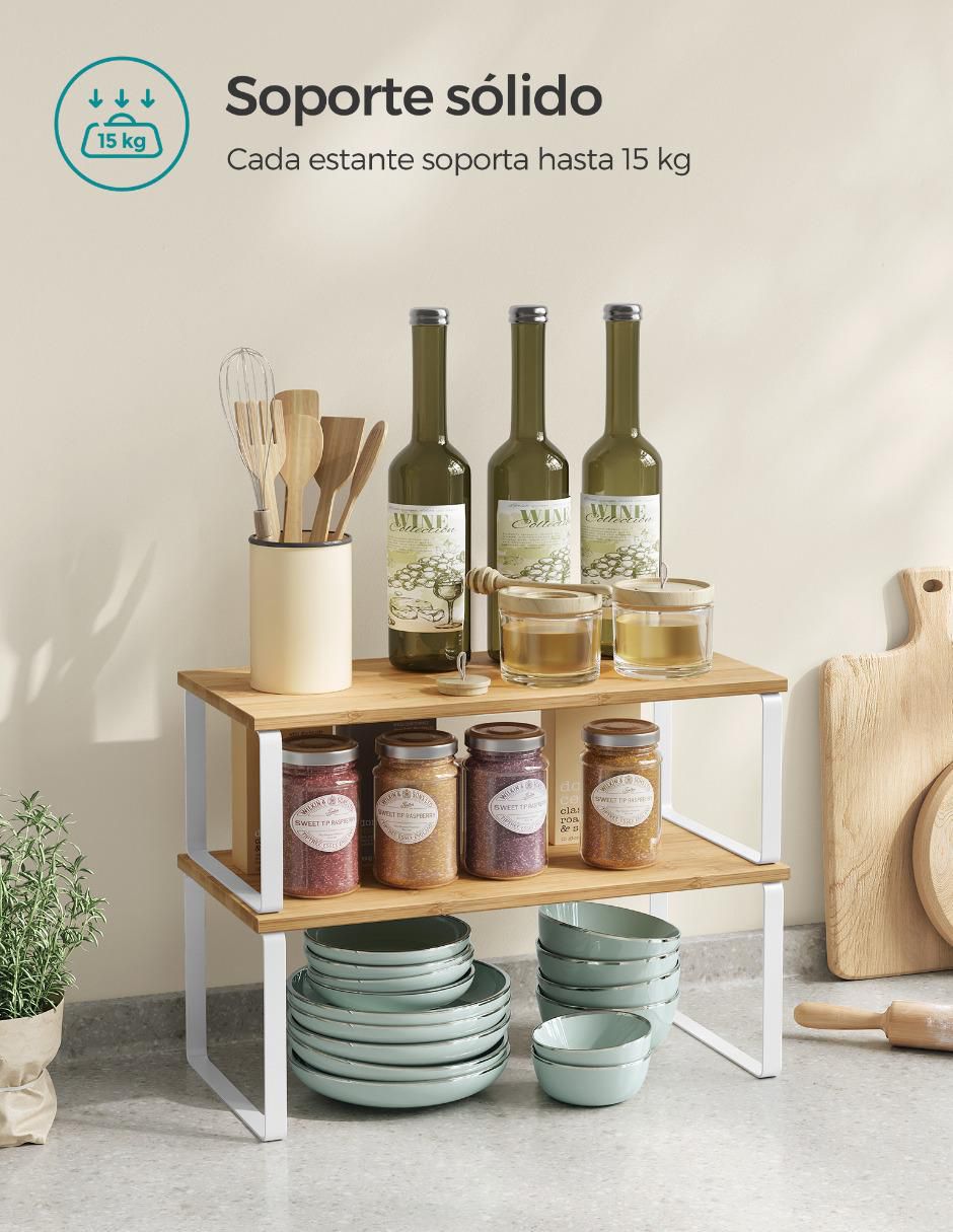 Estante de acero con bambú Bystro MKCS210W01V1 2