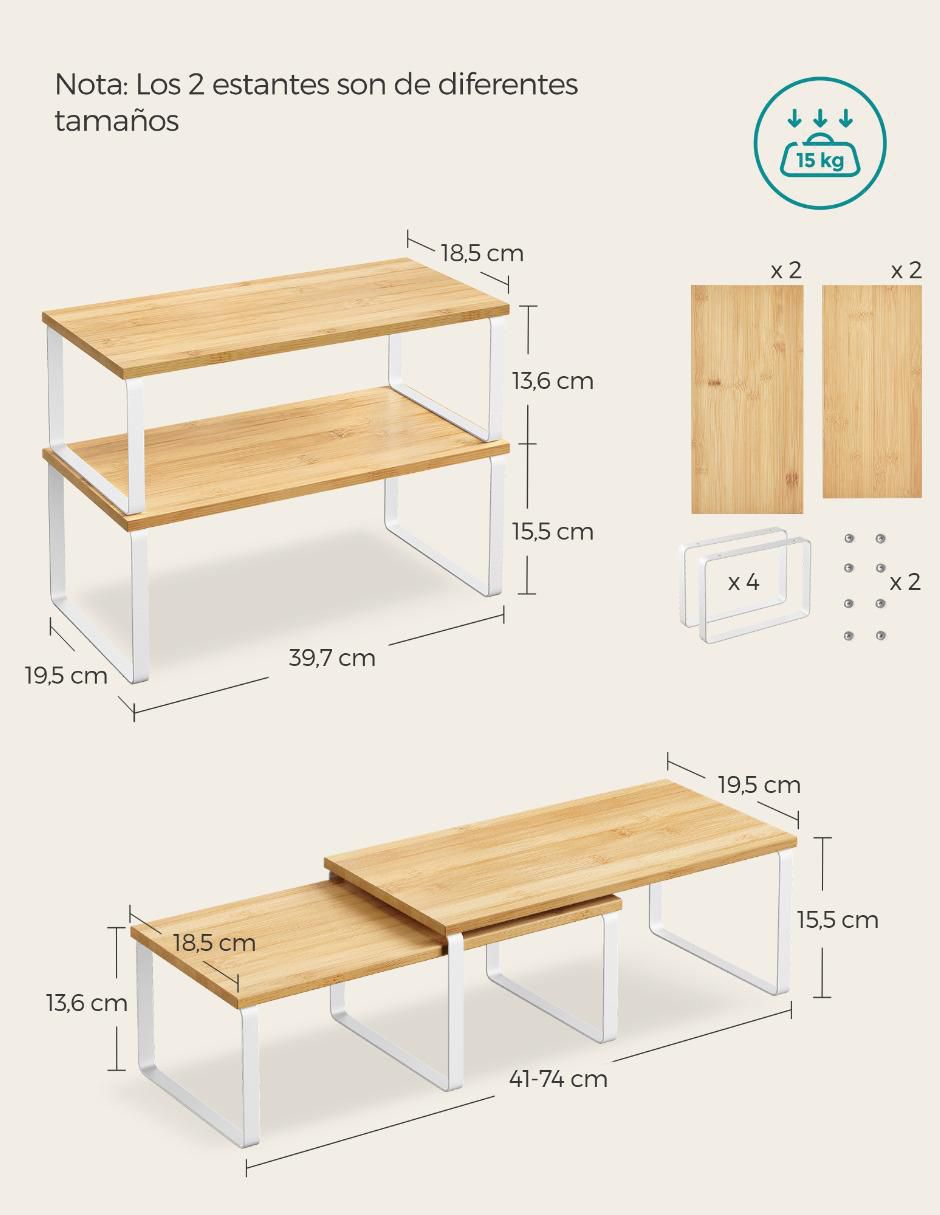 Estante de acero con bambú Songmics Home Bystro MKCS210W01V1