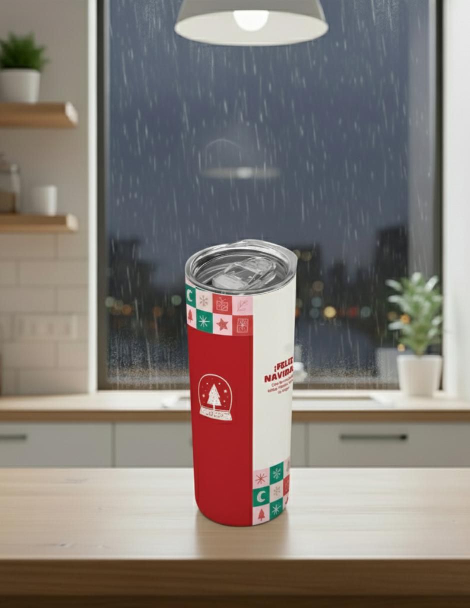 Termo navideño de acero inoxidable con tapa a presión 3