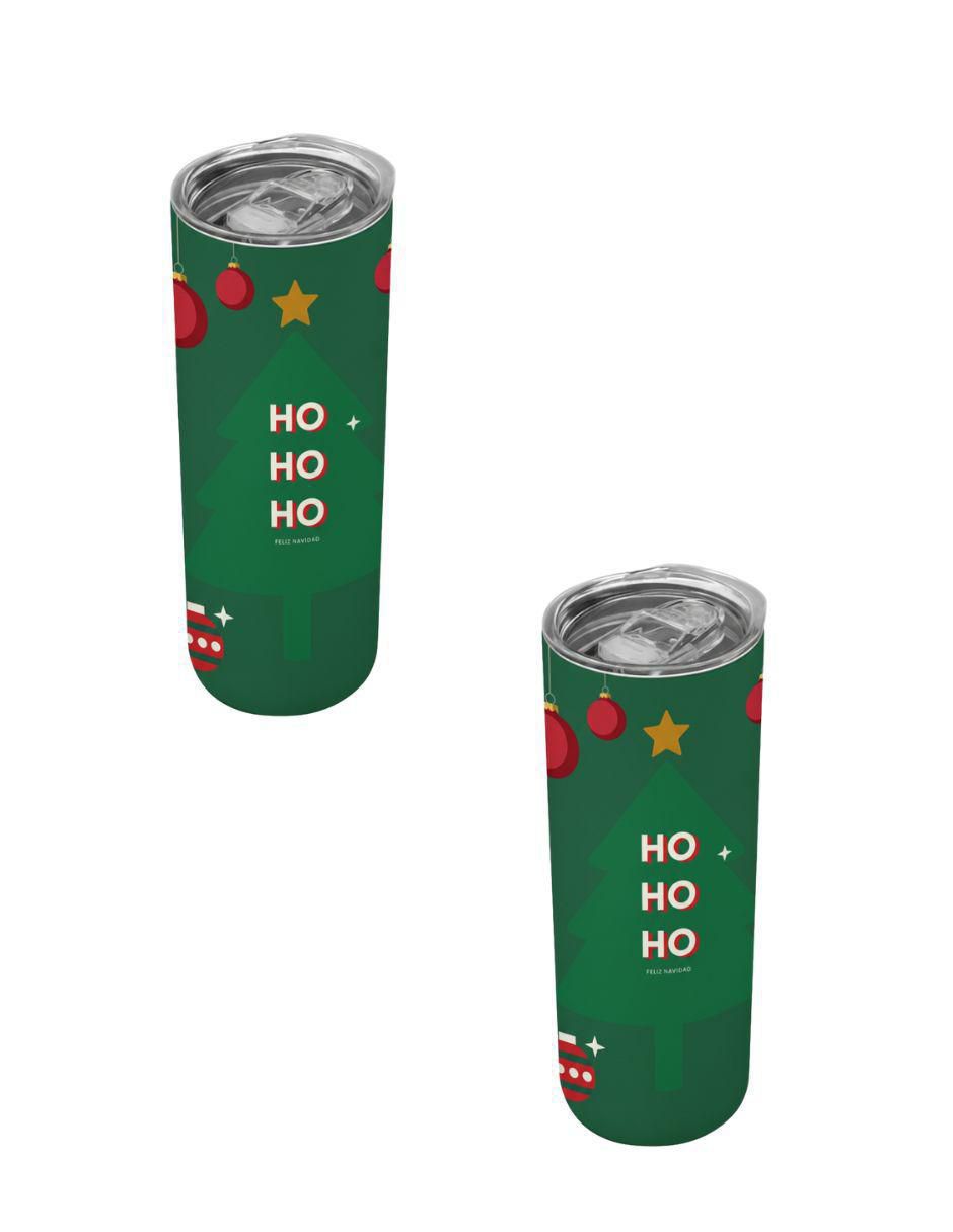 Set termo navideño de acero inoxidable con tapa a presión Set termo navideño de acero inoxidable con tapa a presión