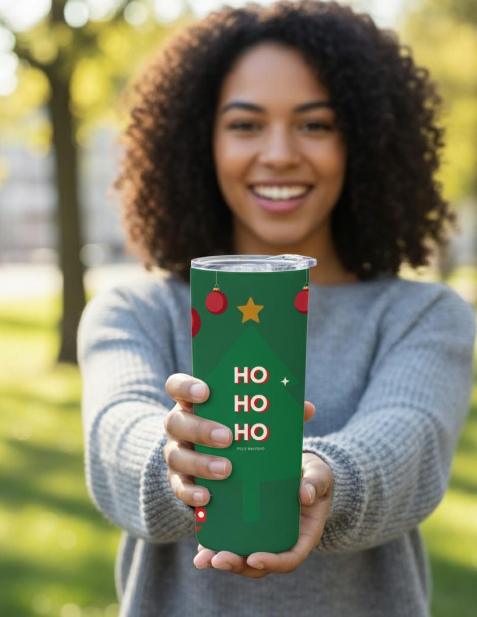 Set termo navideño de acero inoxidable con tapa a presión 3