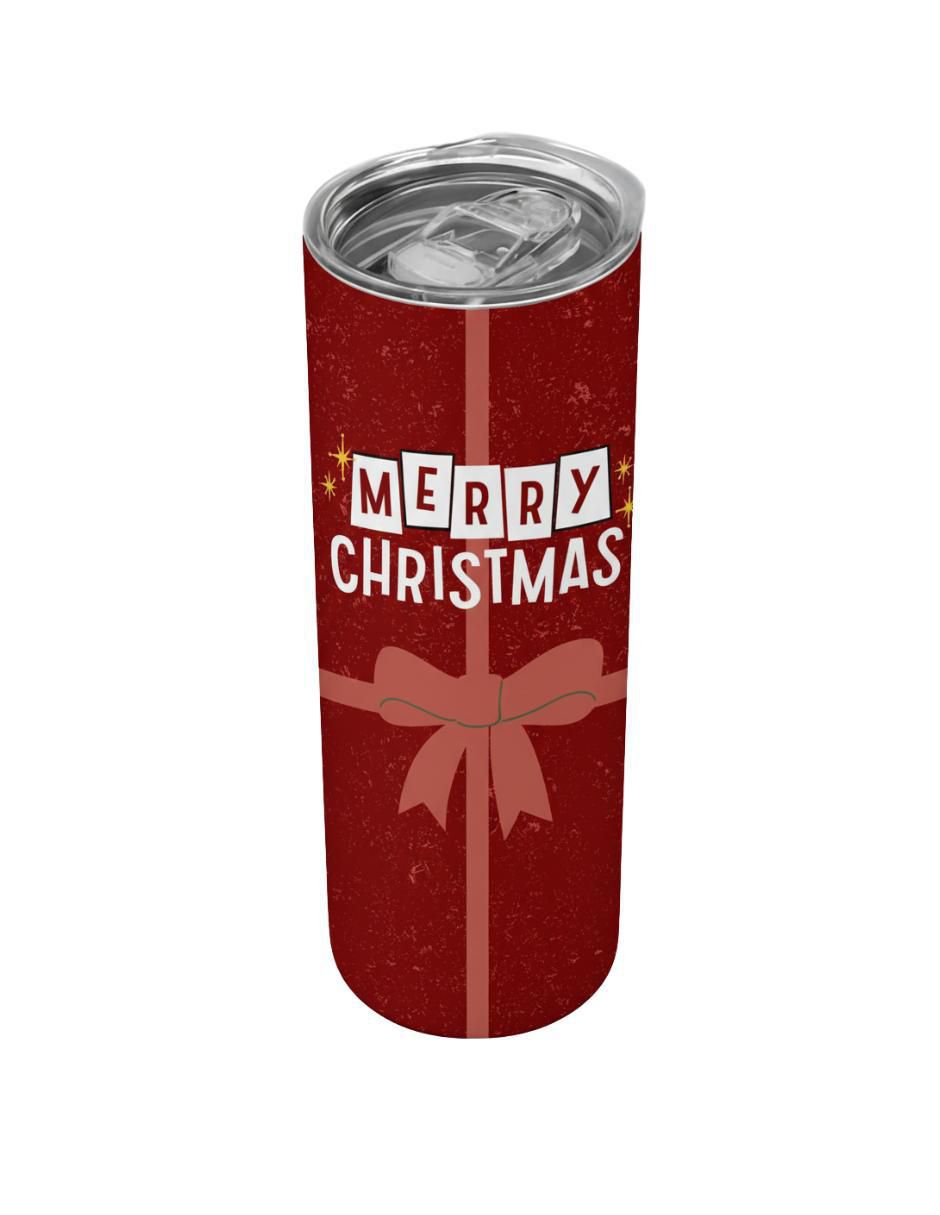 Termo navideño de acero inoxidable con tapa a presión Termo navideño de acero inoxidable con tapa a presión