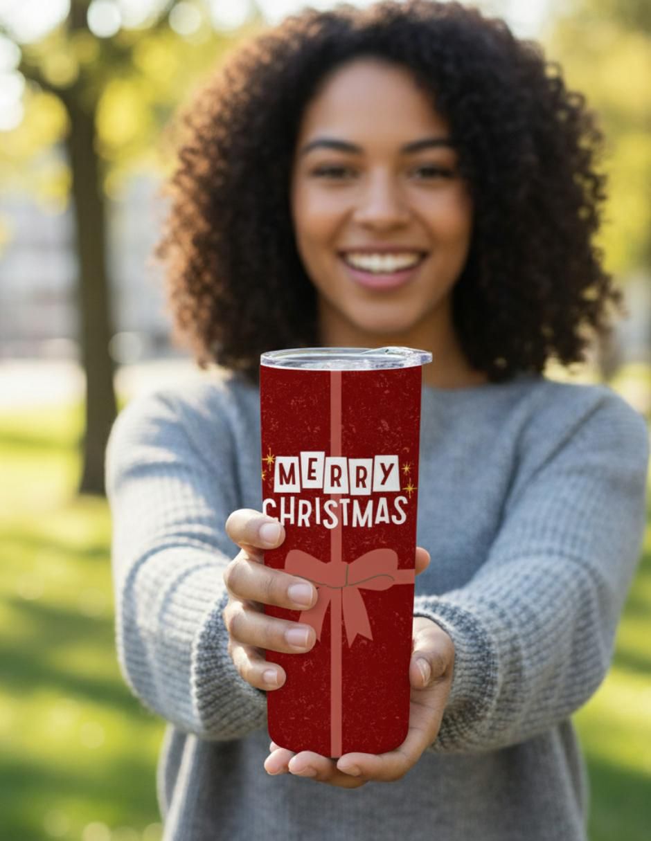 Termo navideño de acero inoxidable con tapa a presión 2