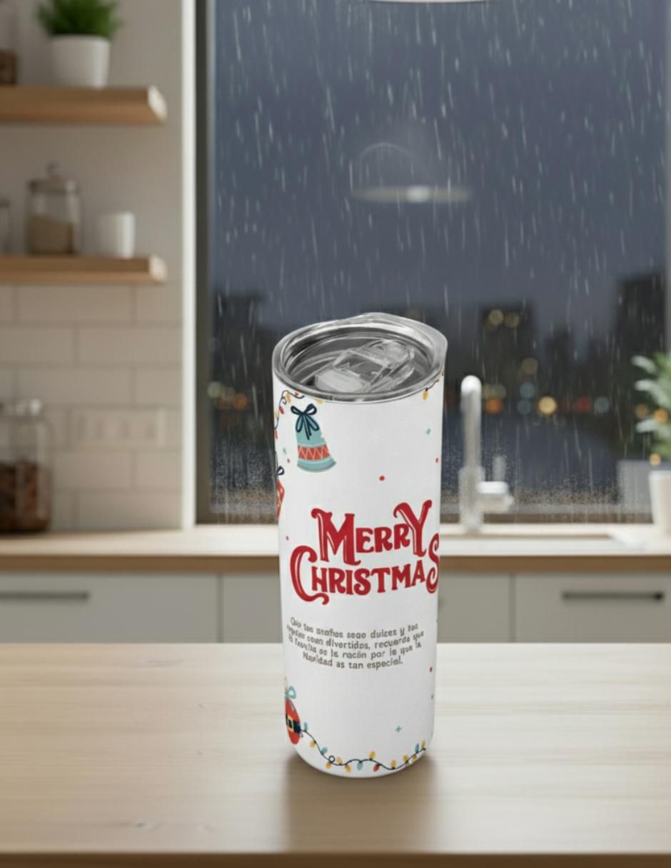 Termo navideño de acero inoxidable con tapa a presión 3
