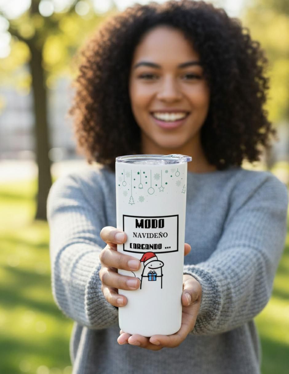 Set termo navideño de acero inoxidable con tapa a presión 3