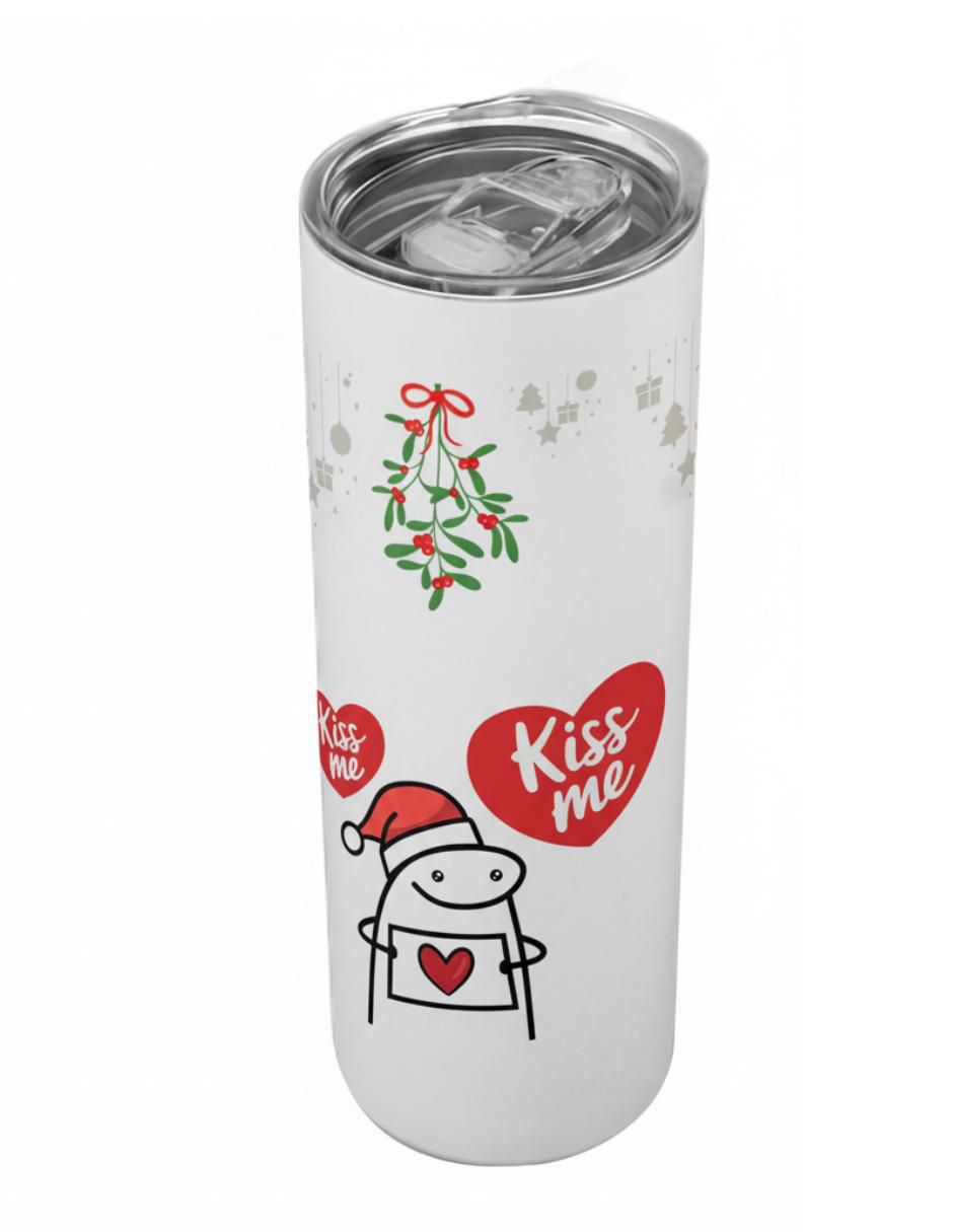 Termo navideño de acero inoxidable con tapa a presión Termo navideño de acero inoxidable con tapa a presión