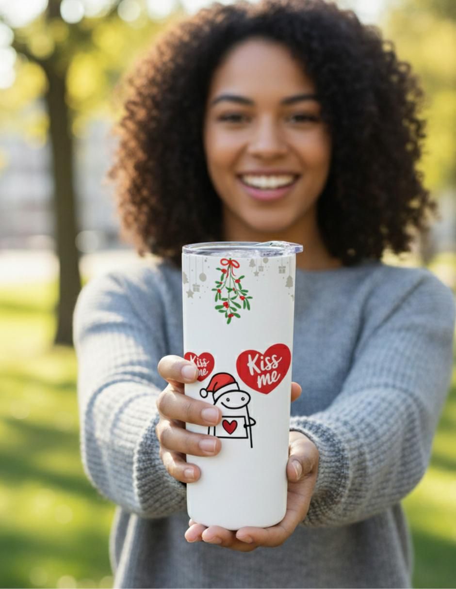 Termo navideño de acero inoxidable con tapa a presión 2