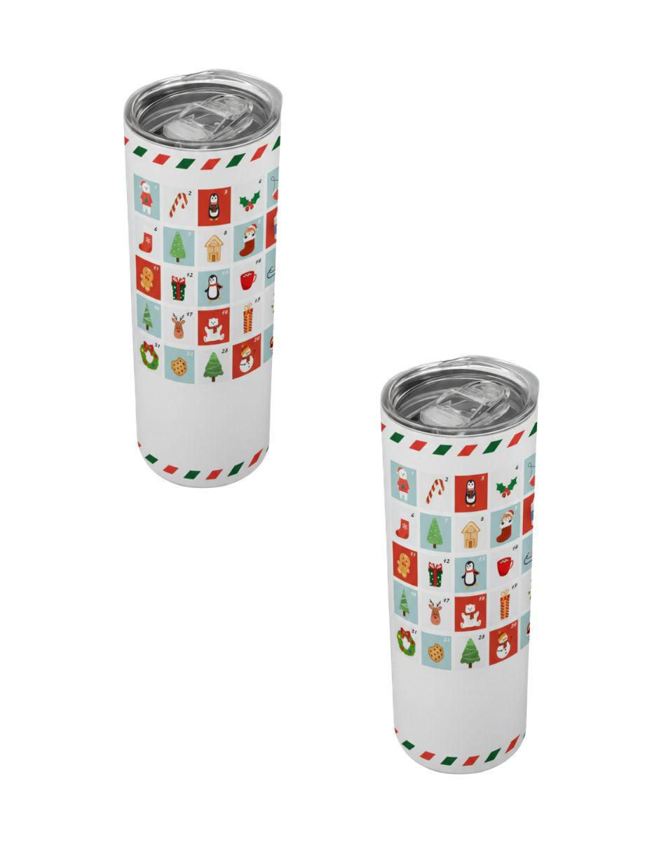 Set termo navideño de acero inoxidable con tapa a presión Set termo navideño de acero inoxidable con tapa a presión