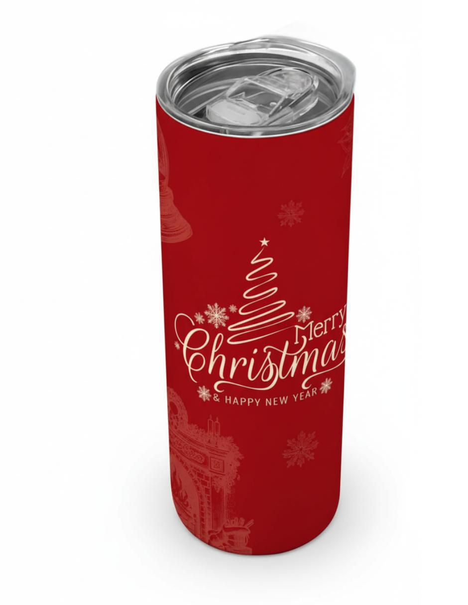 Termo navideño de acero inoxidable con tapa a presión Termo navideño de acero inoxidable con tapa a presión