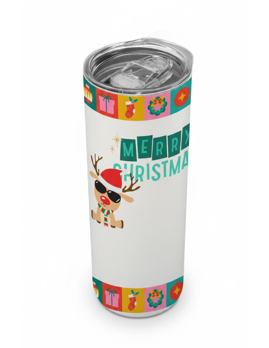 Termo navideño de acero inoxidable con tapa a presión Termo navideño de acero inoxidable con tapa a presión