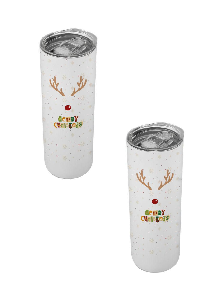 Set termo navideño de acero inoxidable con tapa a presión Set termo navideño de acero inoxidable con tapa a presión