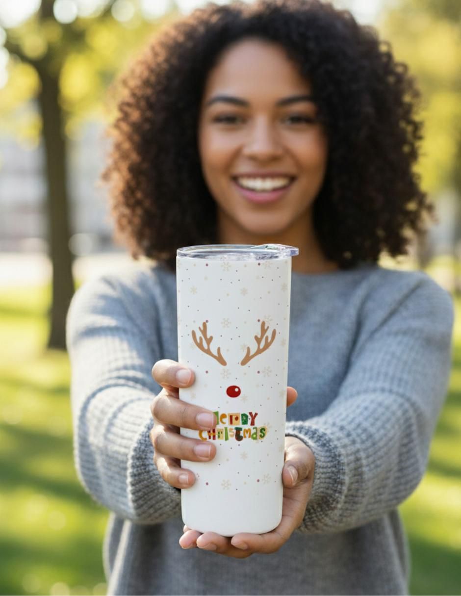 Set termo navideño de acero inoxidable con tapa a presión 4