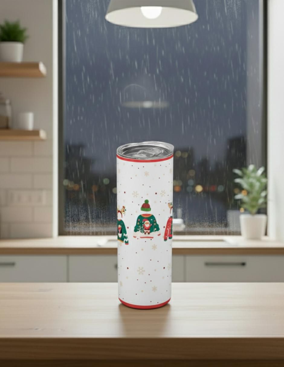 Termo navideño de acero inoxidable con tapa a presión 3