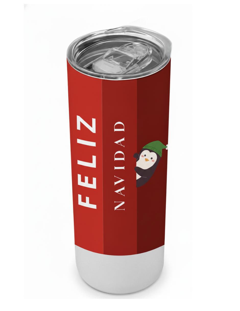 Termo navideño de acero inoxidable con tapa a presión Termo navideño de acero inoxidable con tapa a presión