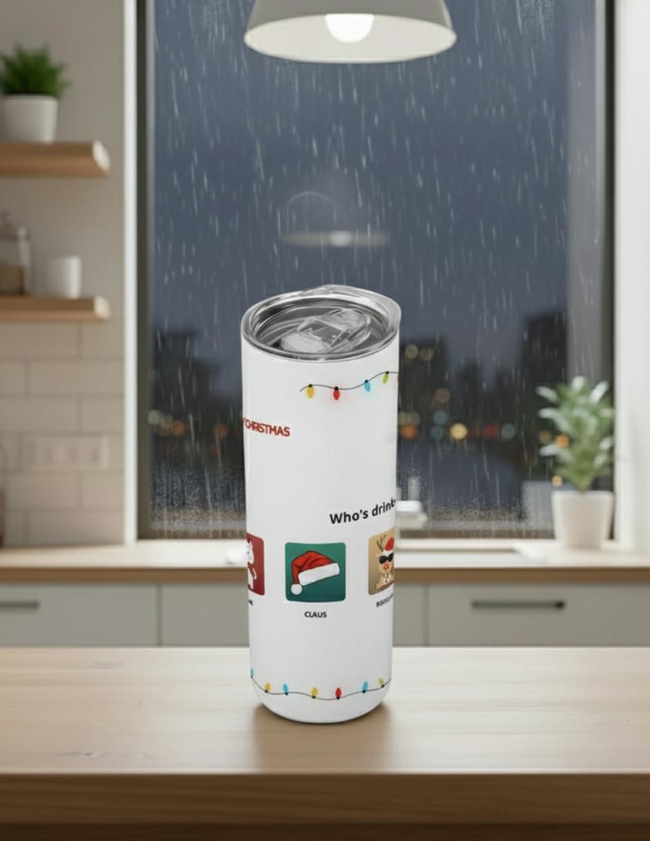 Termo navideño de acero inoxidable con tapa a presión 3