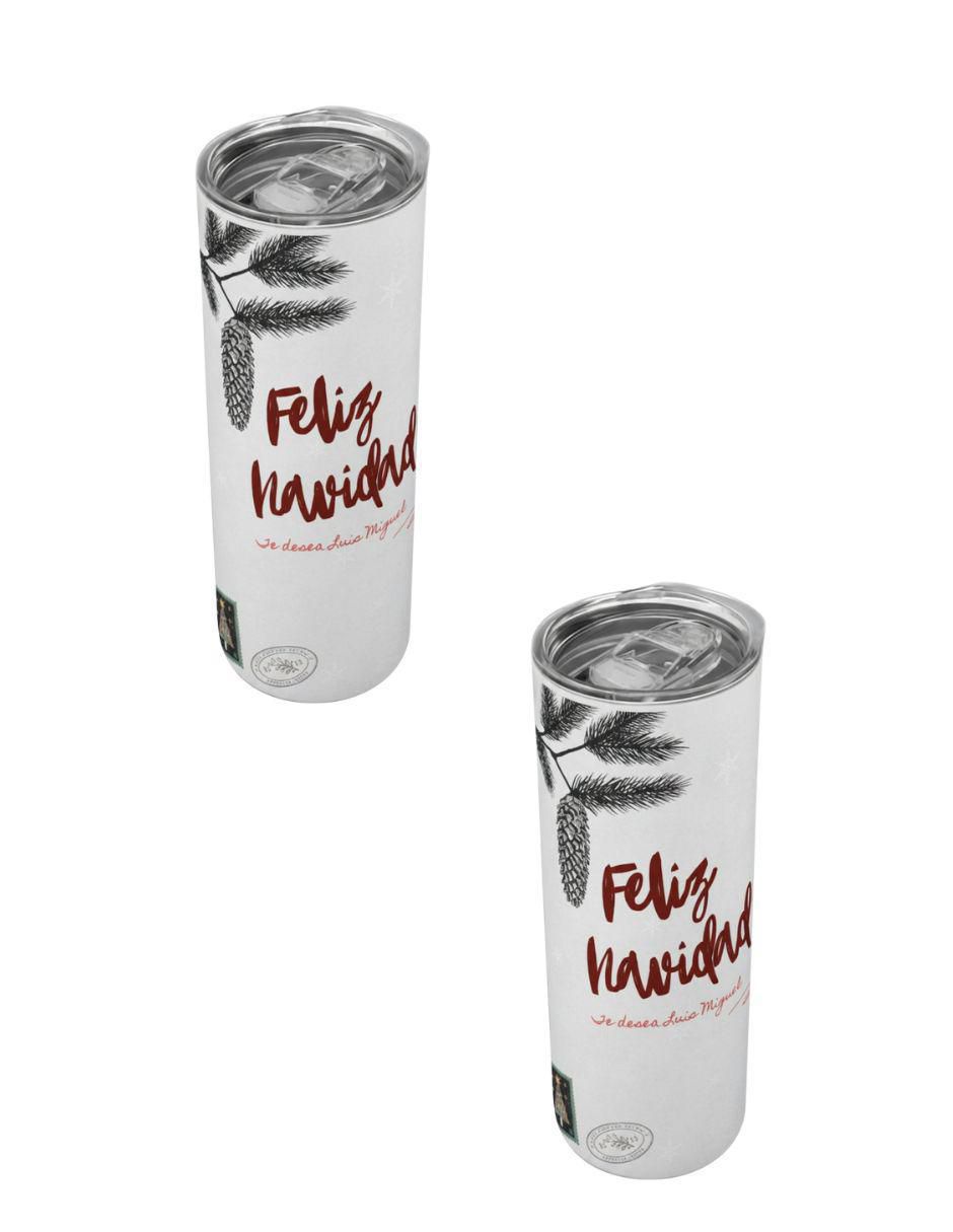 Set termo navideño de acero inoxidable con tapa a presión