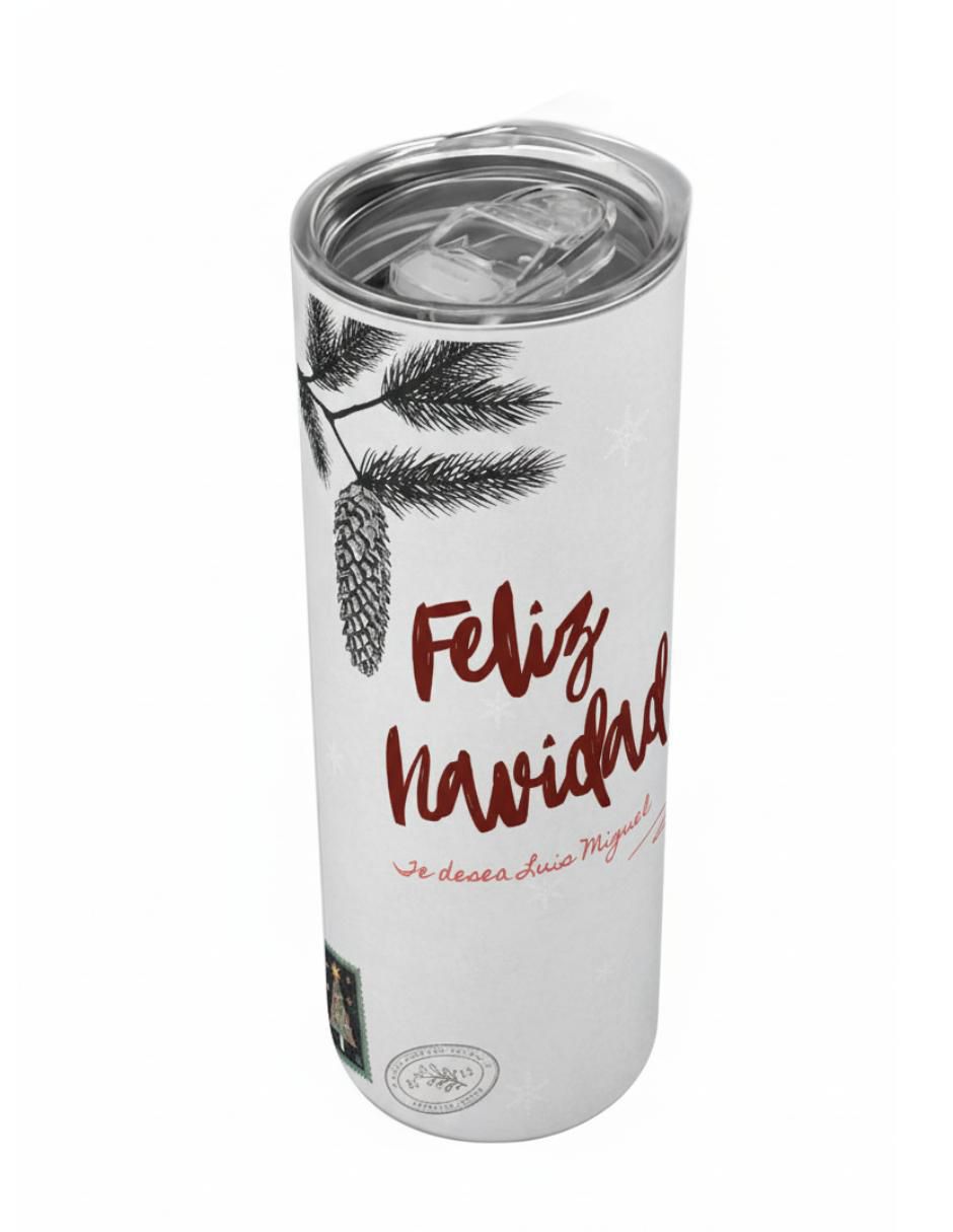 Set termo navideño de acero inoxidable con tapa a presión 3