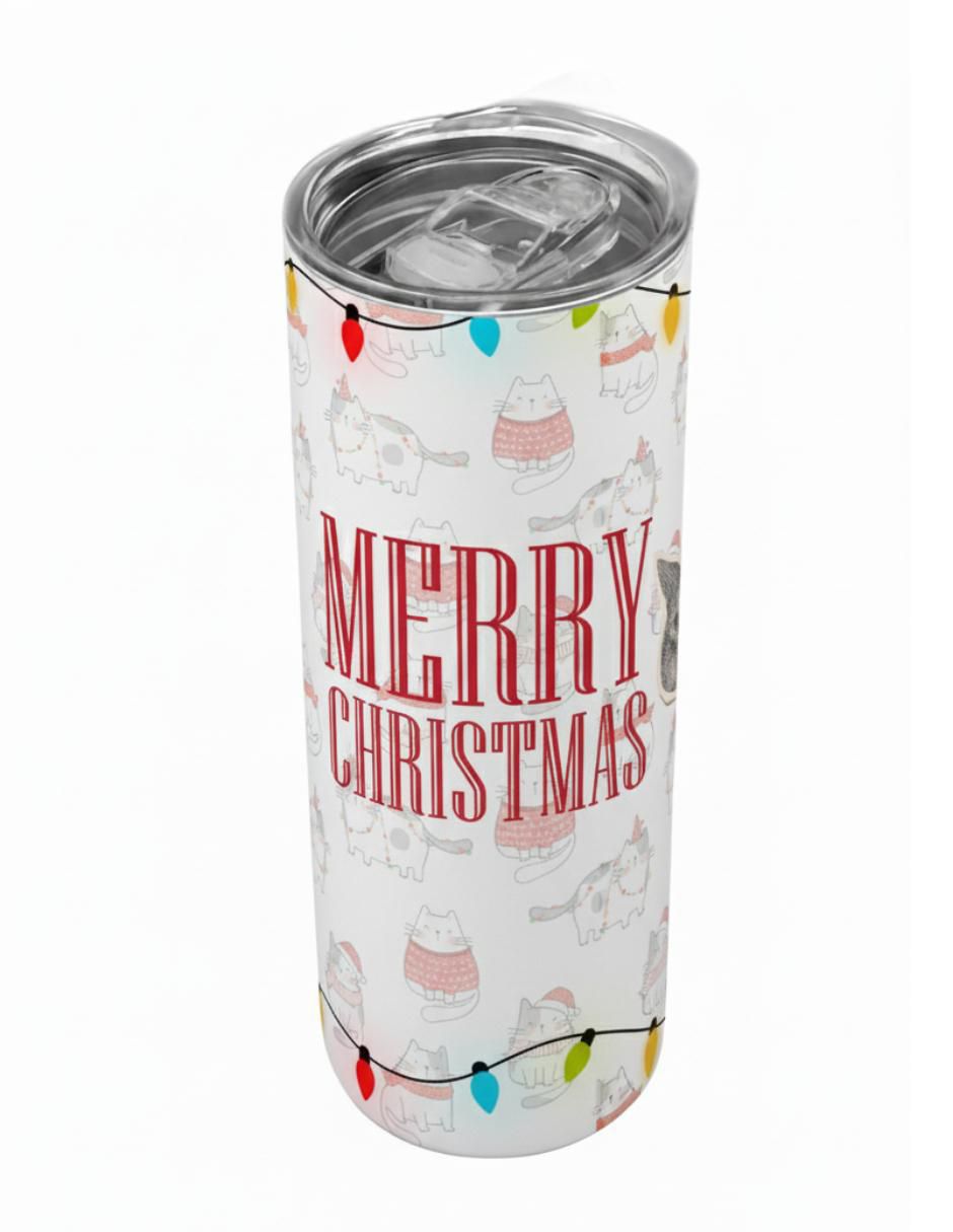 Termo navideño de acero inoxidable con tapa a presión Termo navideño de acero inoxidable con tapa a presión