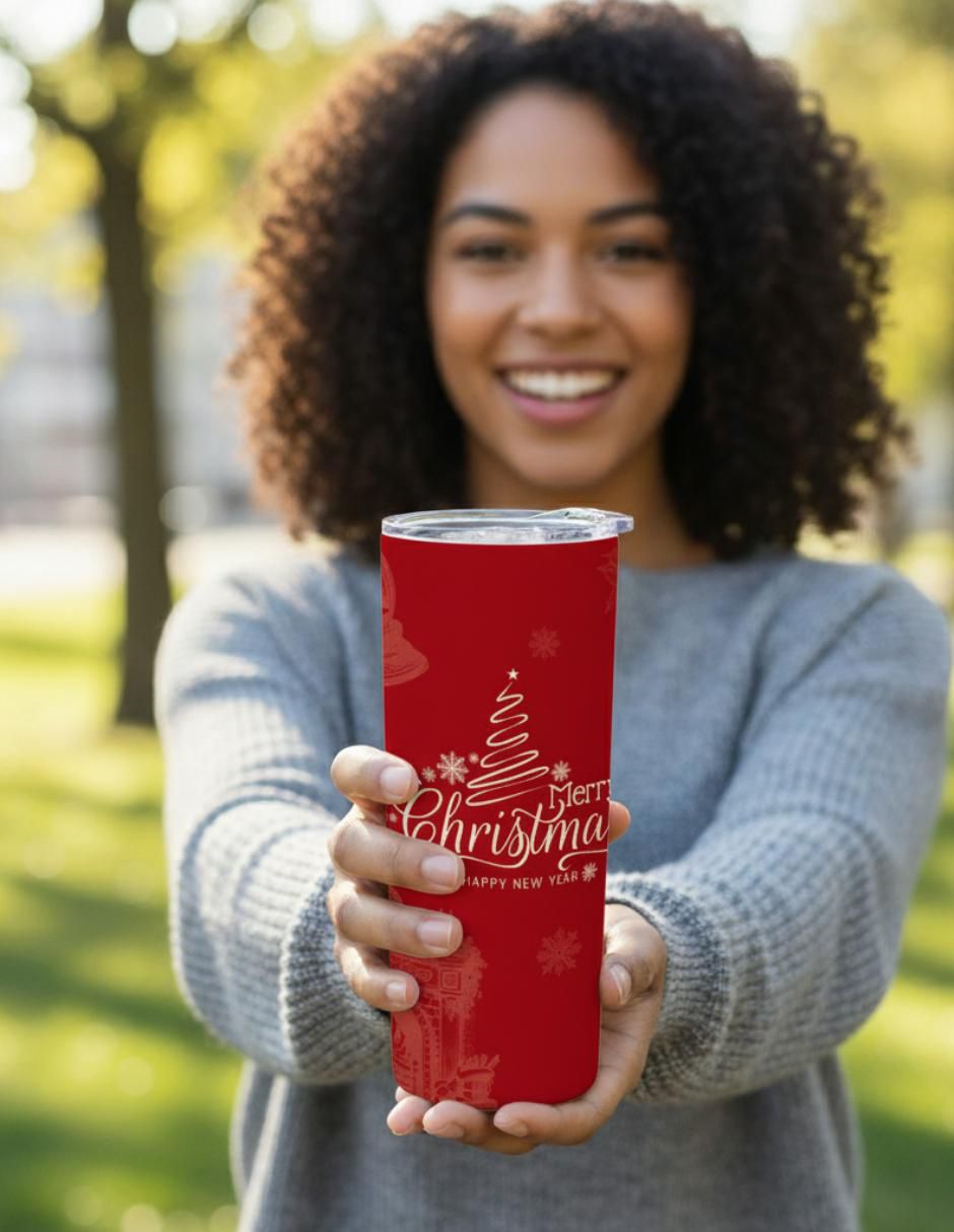 Set termo navideño de acero inoxidable con tapa a presión 3