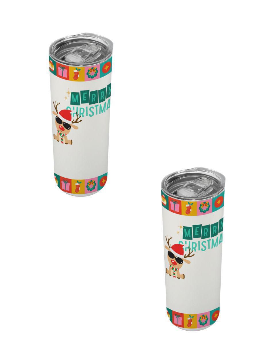 Set termo navideño de acero inoxidable con tapa a presión Set termo navideño de acero inoxidable con tapa a presión