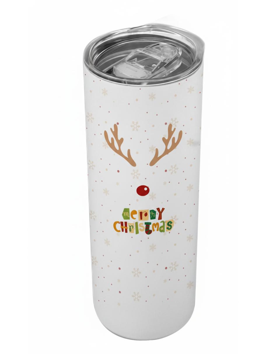 Termo navideño de acero inoxidable con tapa a presión Termo navideño de acero inoxidable con tapa a presión