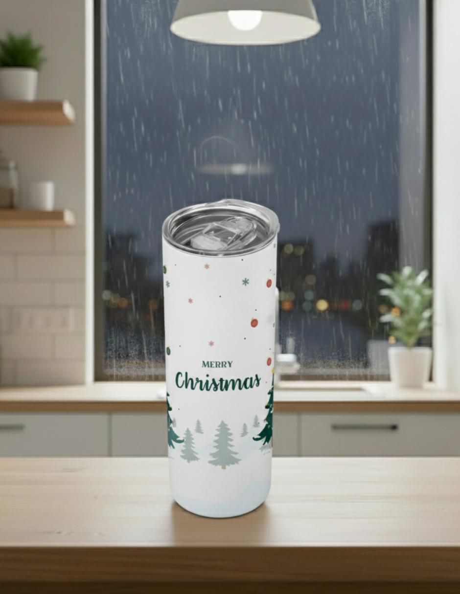 Termo navideño de acero inoxidable con tapa a presión 3