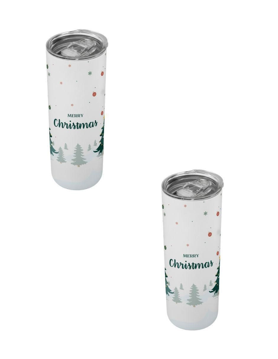 Termo navideño de acero inoxidable con tapa a presión Termo navideño de acero inoxidable con tapa a presión
