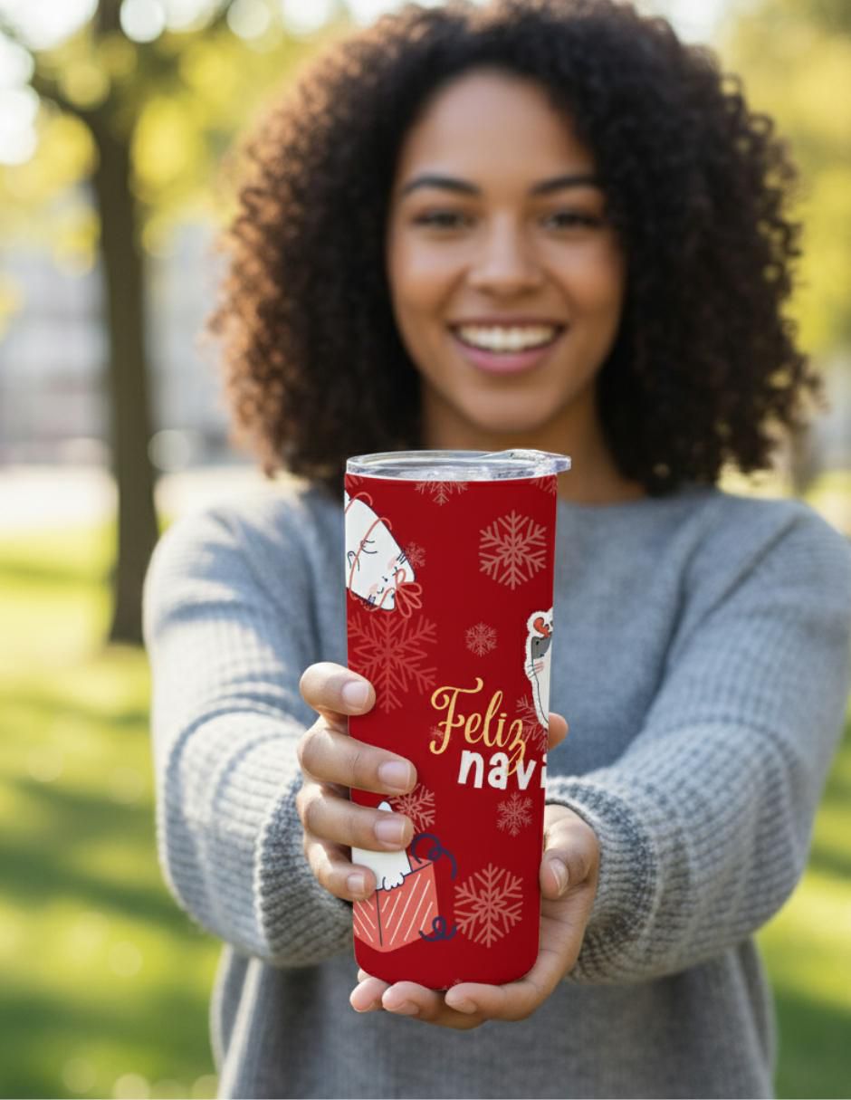 Set termo navideño de acero inoxidable con tapa a presión 2