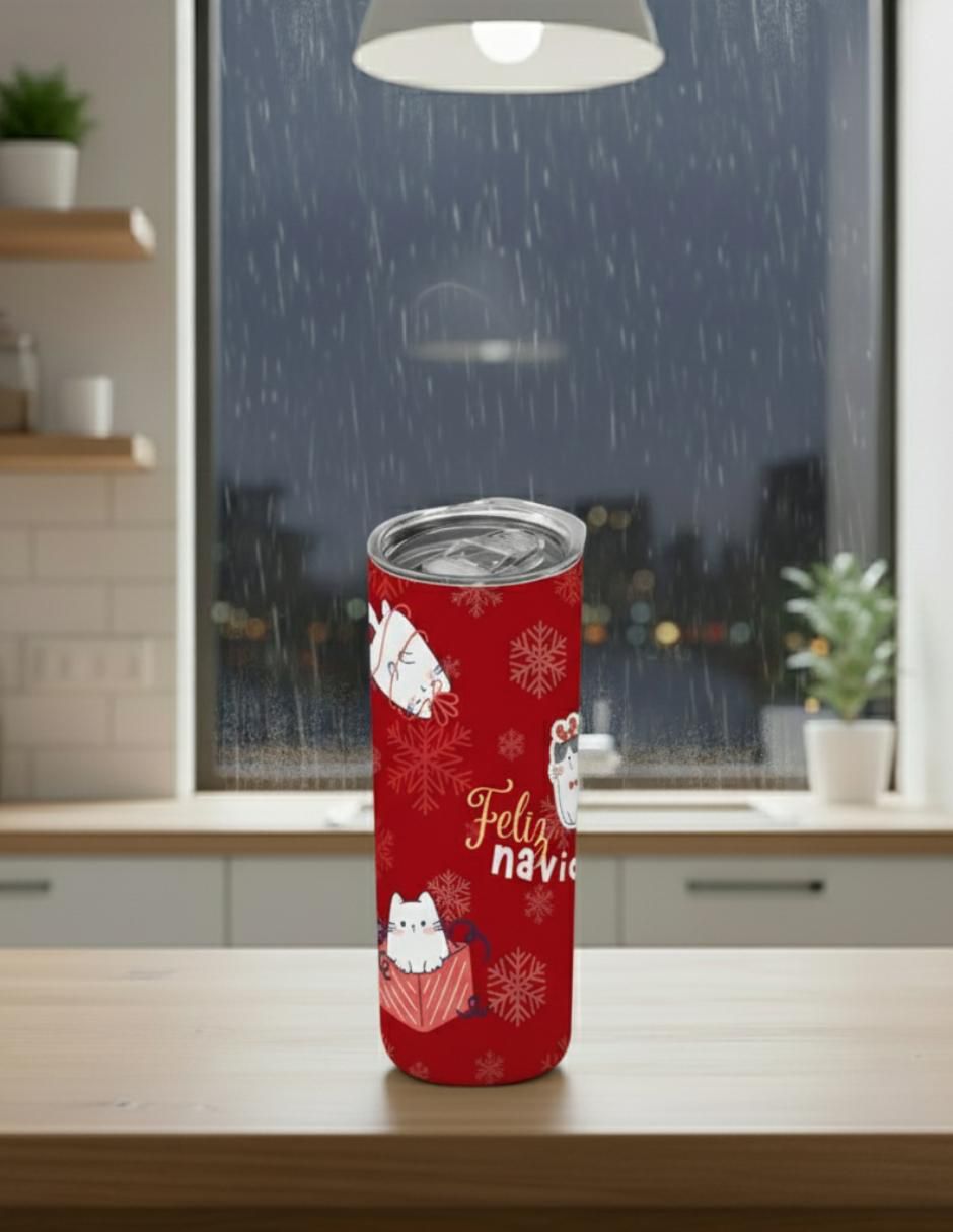 Set termo navideño de acero inoxidable con tapa a presión 4