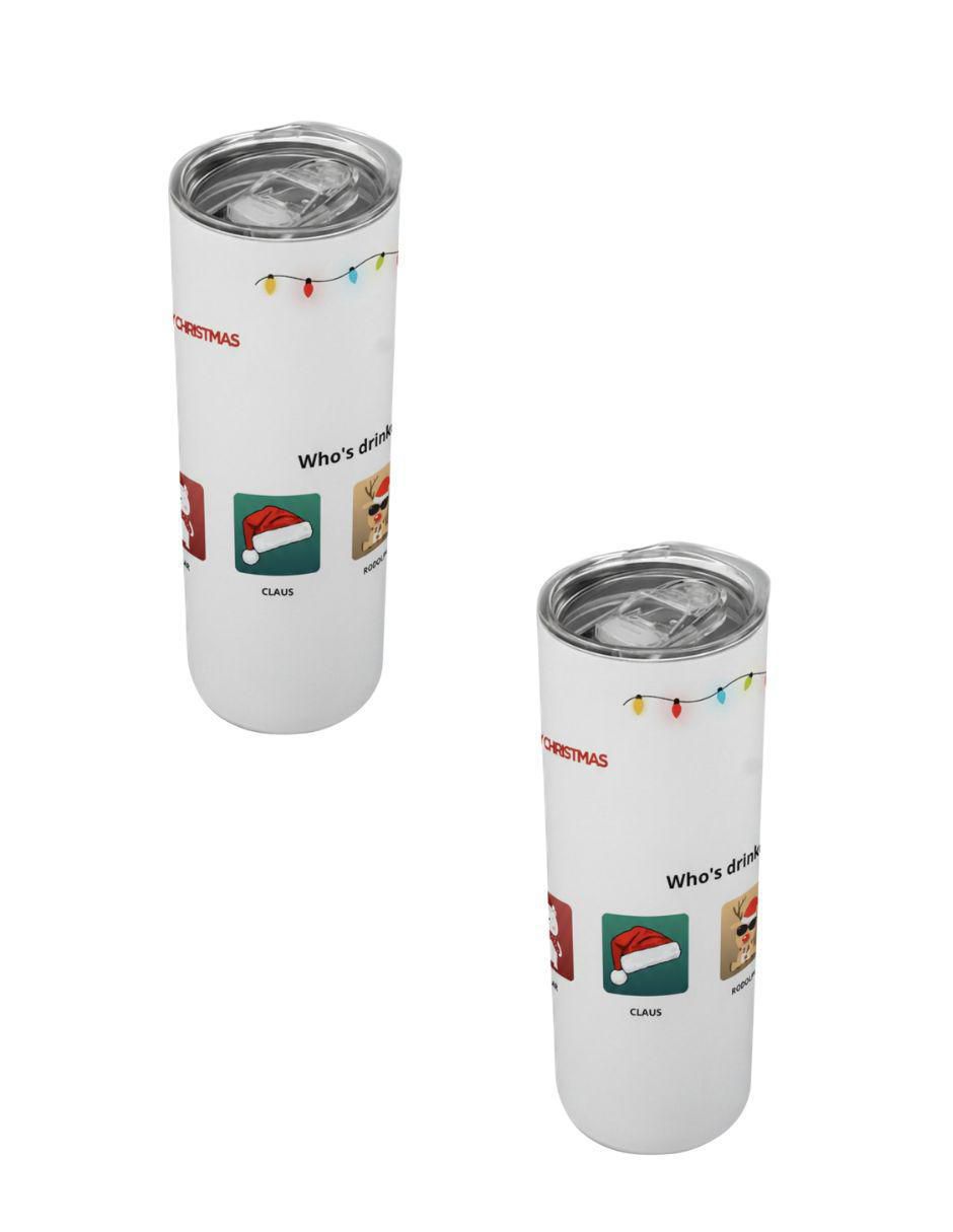 Set termo navideño de acero inoxidable con tapa a presión Set termo navideño de acero inoxidable con tapa a presión