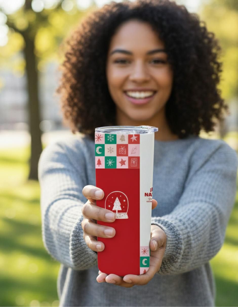 Termo navideño de acero inoxidable con tapa a presión 3