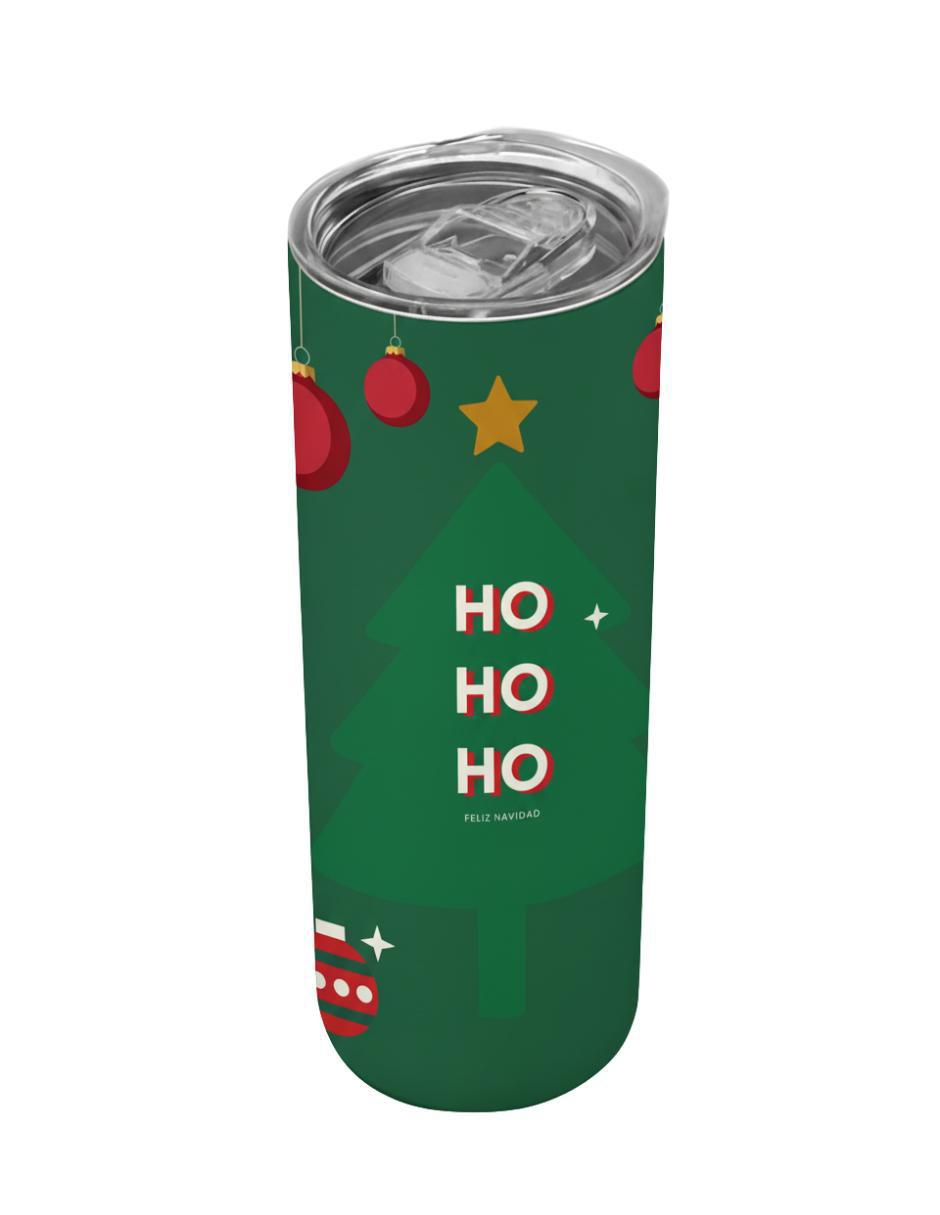 Termo navideño de acero inoxidable con tapa a presión